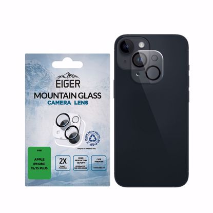 Picture of Eiger Eiger 3D Camera Screen Protector for Apple iPhone 15 / 15 Plus in Clear / Black