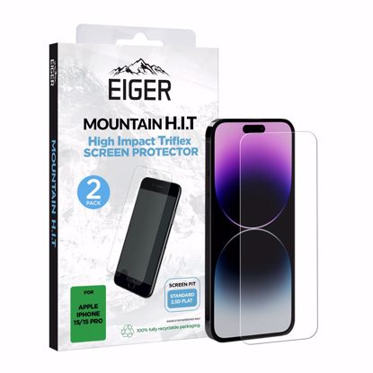 Picture of Eiger Eiger Mountain H.I.T. Screen Protector (2 Pack) for Apple iPhone 15 / 15 Pro